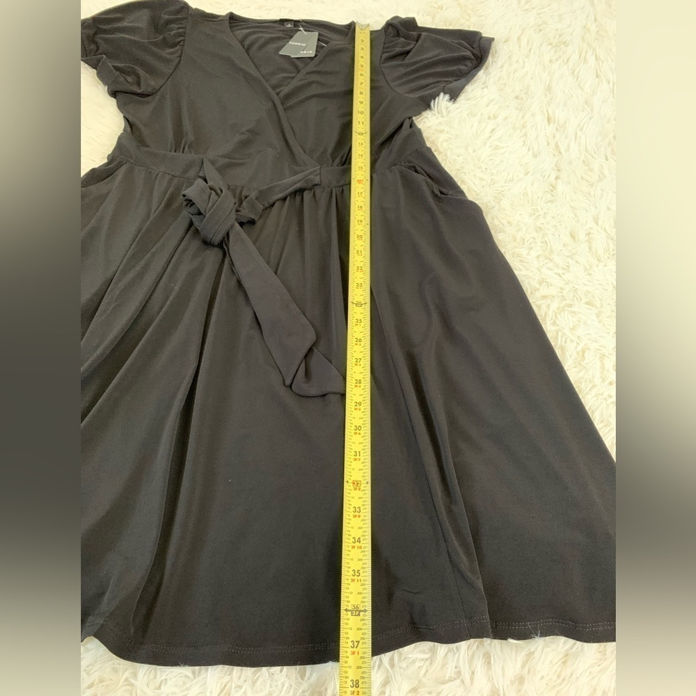 Torrid Mini Studio Knit Surplice Dress black, plus size, 1X, 14-16 - Picture 5 of 14